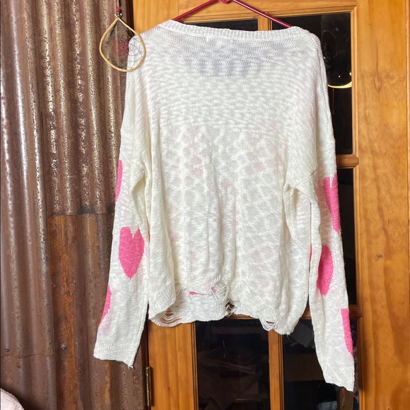 Wild Fable Cream Sweater with Pink Hearts, Size XL - Picture 6 of 7